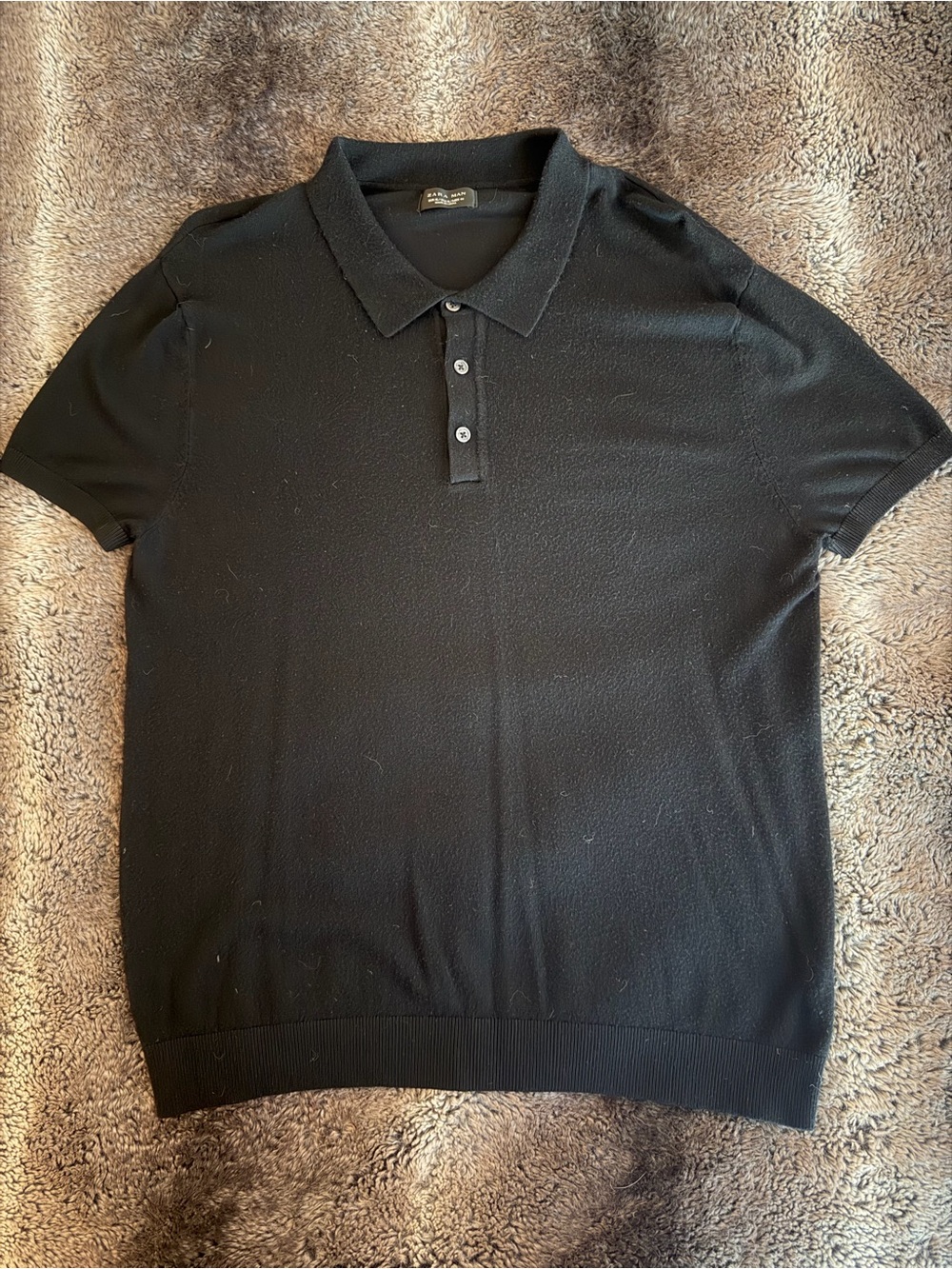 Zara Black Men's Short-Sleeve Polo